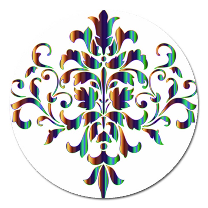 Damask Decorative Ornamental Magnet 5  (Round)