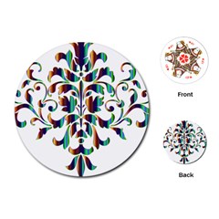 Damask Decorative Ornamental Playing Cards (round)  by Nexatart