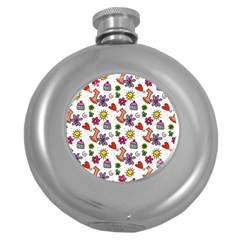 Doodle Pattern Round Hip Flask (5 Oz) by Nexatart