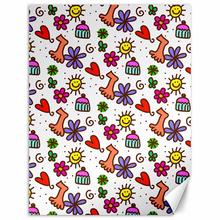 Doodle Pattern Canvas 12  x 16  