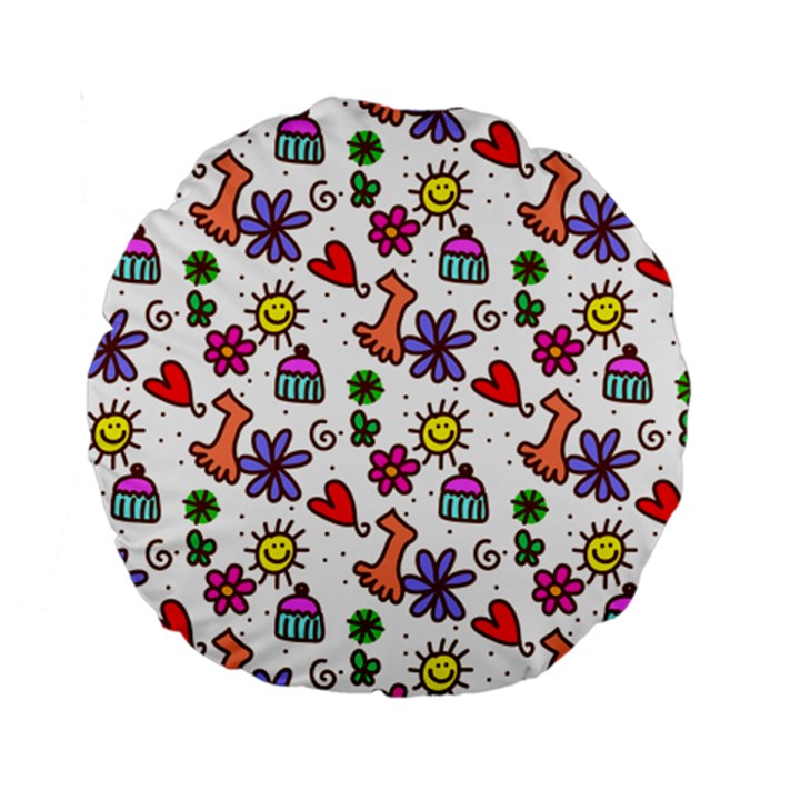 Doodle Pattern Standard 15  Premium Round Cushions