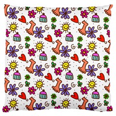 Doodle Pattern Large Flano Cushion Case (One Side)