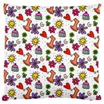 Doodle Pattern Large Flano Cushion Case (One Side) Front