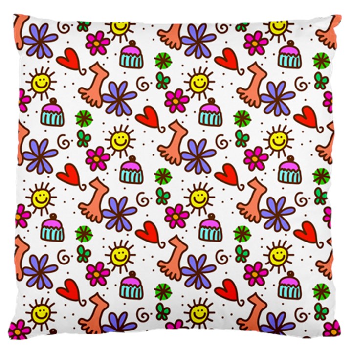 Doodle Pattern Large Flano Cushion Case (One Side)