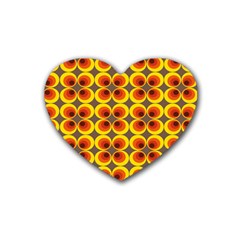 Seventies Hippie Psychedelic Circle Rubber Coaster (heart)  by Nexatart