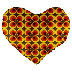 Seventies Hippie Psychedelic Circle Large 19  Premium Heart Shape Cushions by Nexatart