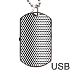 Diamond Black White Shape Abstract Dog Tag Usb Flash (two Sides) by Nexatart