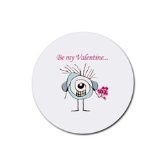 Valentine Day Poster Rubber Round Coaster (4 Pack)  by dflcprints