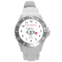 Valentine Day Poster Round Plastic Sport Watch (l) by dflcprints