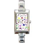 Stars Pattern Background Colorful Red Blue Pink Rectangle Italian Charm Watch Front