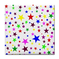 Stars Pattern Background Colorful Red Blue Pink Tile Coasters by Nexatart