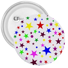 Stars Pattern Background Colorful Red Blue Pink 3  Buttons by Nexatart