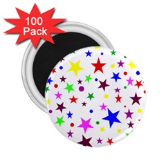 Stars Pattern Background Colorful Red Blue Pink 2 25  Magnets (100 Pack)  by Nexatart