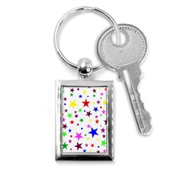 Stars Pattern Background Colorful Red Blue Pink Key Chains (rectangle)  by Nexatart