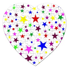 Stars Pattern Background Colorful Red Blue Pink Jigsaw Puzzle (heart) by Nexatart