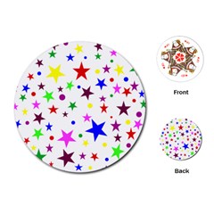 Stars Pattern Background Colorful Red Blue Pink Playing Cards (round) 