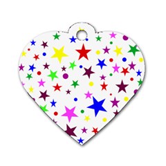 Stars Pattern Background Colorful Red Blue Pink Dog Tag Heart (two Sides) by Nexatart