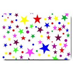 Stars Pattern Background Colorful Red Blue Pink Large Doormat  by Nexatart