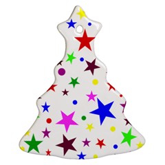 Stars Pattern Background Colorful Red Blue Pink Christmas Tree Ornament (two Sides)