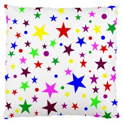 Stars Pattern Background Colorful Red Blue Pink Large Cushion Case (one Side) by Nexatart