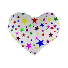 Stars Pattern Background Colorful Red Blue Pink Standard 16  Premium Heart Shape Cushions by Nexatart