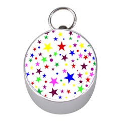 Stars Pattern Background Colorful Red Blue Pink Mini Silver Compasses by Nexatart