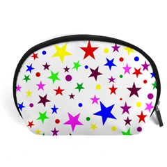 Stars Pattern Background Colorful Red Blue Pink Accessory Pouches (large)  by Nexatart