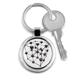 Grid Construction Structure Metal Key Chains (round) 