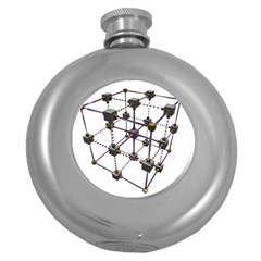 Grid Construction Structure Metal Round Hip Flask (5 Oz) by Nexatart