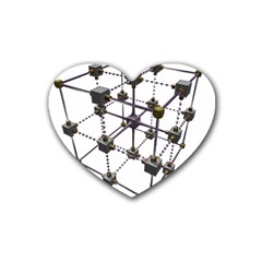 Grid Construction Structure Metal Heart Coaster (4 Pack)  by Nexatart