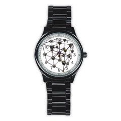 Grid Construction Structure Metal Stainless Steel Round Watch by Nexatart