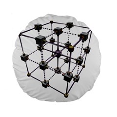 Grid Construction Structure Metal Standard 15  Premium Flano Round Cushions by Nexatart