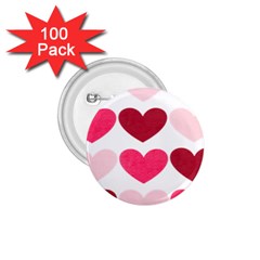 Valentine S Day Hearts 1 75  Buttons (100 Pack)  by Nexatart