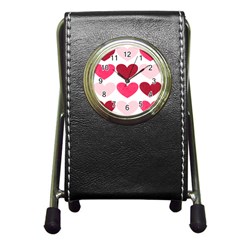 Valentine S Day Hearts Pen Holder Desk Clocks by Nexatart