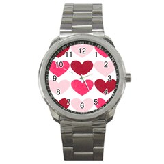 Valentine S Day Hearts Sport Metal Watch by Nexatart