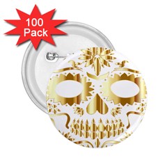 Sugar Skull Bones Calavera Ornate 2 25  Buttons (100 Pack)  by Nexatart