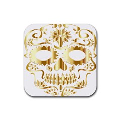 Sugar Skull Bones Calavera Ornate Rubber Coaster (square)  by Nexatart