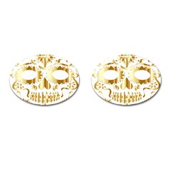 Sugar Skull Bones Calavera Ornate Cufflinks (oval) by Nexatart