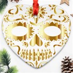 Sugar Skull Bones Calavera Ornate Heart Ornament (Two Sides) Front