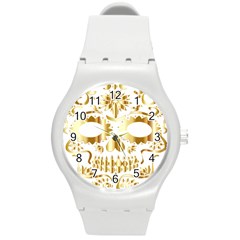 Sugar Skull Bones Calavera Ornate Round Plastic Sport Watch (m) by Nexatart