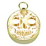 Sugar Skull Bones Calavera Ornate Gold Compasses Front