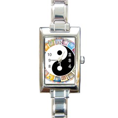 Yin Yang Eastern Asian Philosophy Rectangle Italian Charm Watch by Nexatart