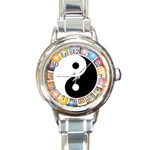 Yin Yang Eastern Asian Philosophy Round Italian Charm Watch Front