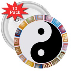 Yin Yang Eastern Asian Philosophy 3  Buttons (10 Pack)  by Nexatart