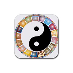 Yin Yang Eastern Asian Philosophy Rubber Coaster (square)  by Nexatart