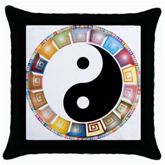 Yin Yang Eastern Asian Philosophy Throw Pillow Case (black) by Nexatart