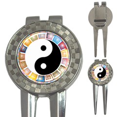 Yin Yang Eastern Asian Philosophy 3-in-1 Golf Divots