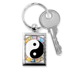 Yin Yang Eastern Asian Philosophy Key Chains (rectangle) 