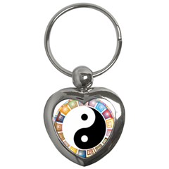 Yin Yang Eastern Asian Philosophy Key Chains (heart)  by Nexatart