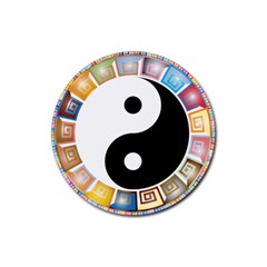 Yin Yang Eastern Asian Philosophy Rubber Coaster (round)  by Nexatart